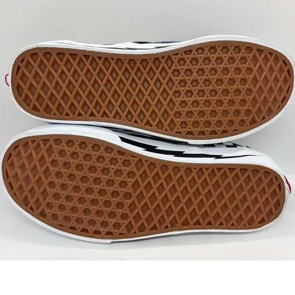 NWOB VANS Slip-On Logo &amp; Black White Check CUSTOMS Low Top WIDE M 6.5W W 8.0W