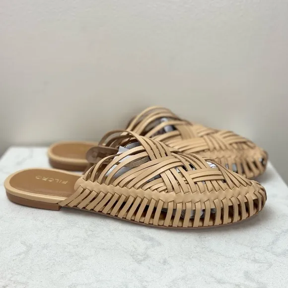 NWOT ANTHROPOLOGIE X Pilcro Woven Leather Flat Slip On Bohemian Mules
