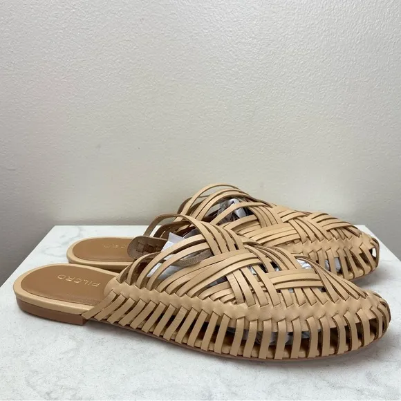 NWOT ANTHROPOLOGIE X Pilcro Woven Leather Flat Slip On Bohemian Mules