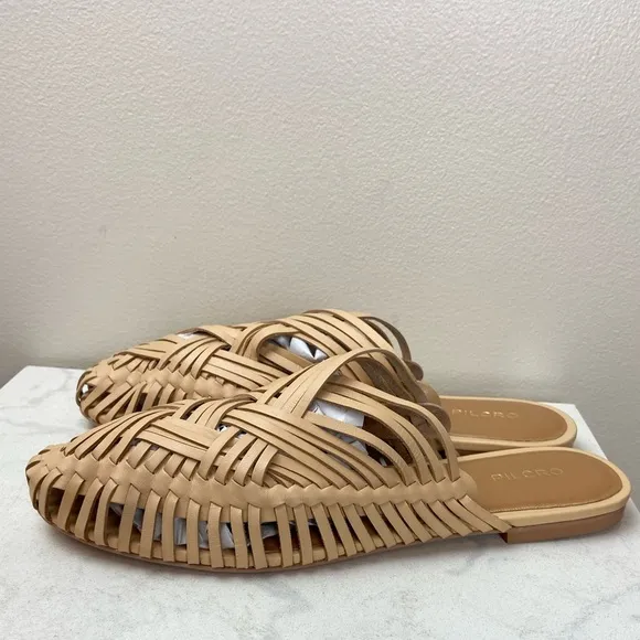 NWOT ANTHROPOLOGIE X Pilcro Woven Leather Flat Slip On Bohemian Mules