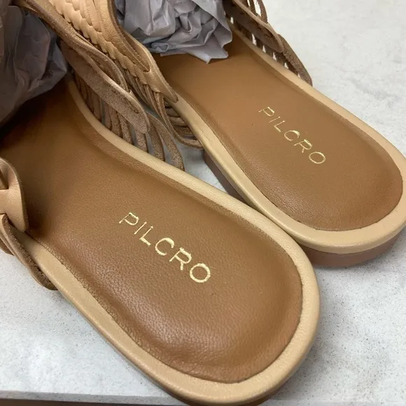 NWOT ANTHROPOLOGIE X Pilcro Woven Leather Flat Slip On Bohemian Mules