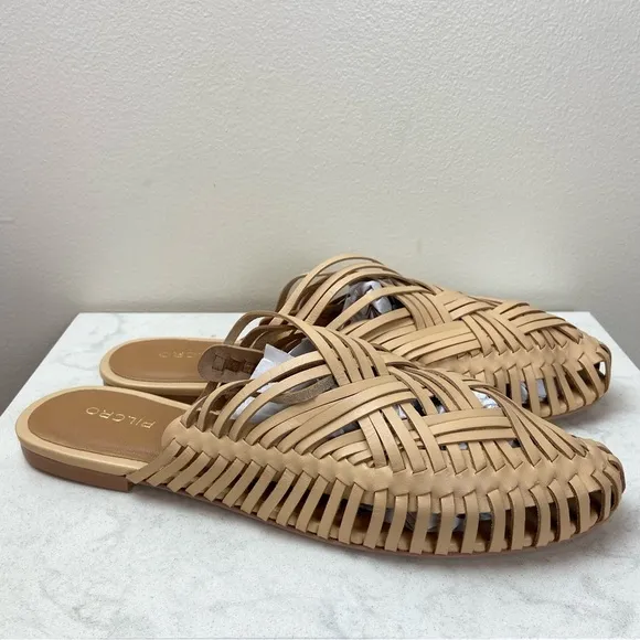 NWOT ANTHROPOLOGIE X Pilcro Woven Leather Flat Slip On Bohemian Mules