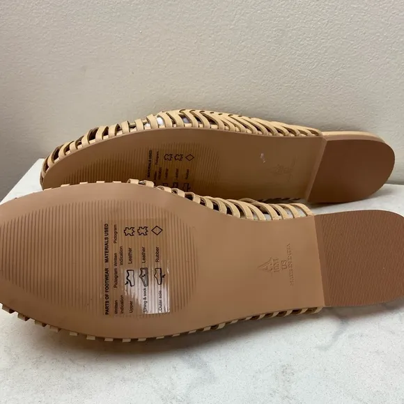 NWOT ANTHROPOLOGIE X Pilcro Woven Leather Flat Slip On Bohemian Mules