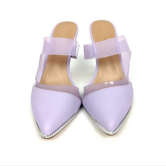 NWOT BCBGeneration Lavender Hunnie Vinyl Strap Stiletto Mule Size 7.5