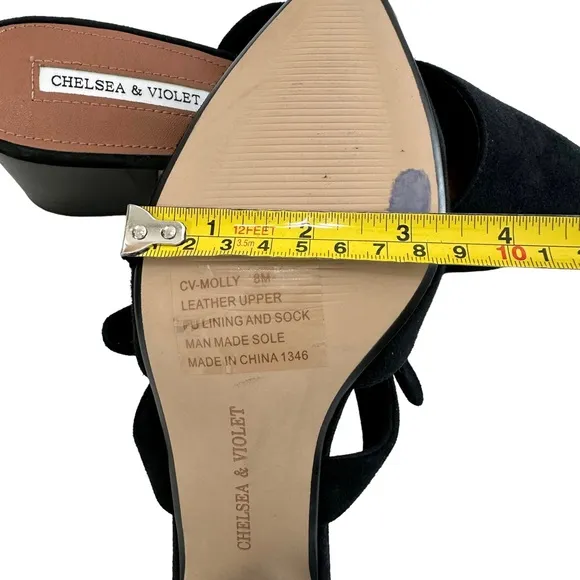 NWOT Chelsea &amp; Violet Molly Black Suede Block Heel Mules Size 8M