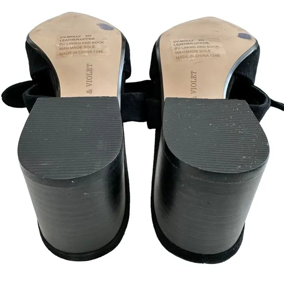 NWOT Chelsea &amp; Violet Molly Black Suede Block Heel Mules Size 8M