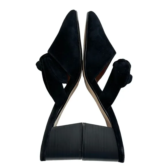NWOT Chelsea &amp; Violet Molly Black Suede Block Heel Mules Size 8M