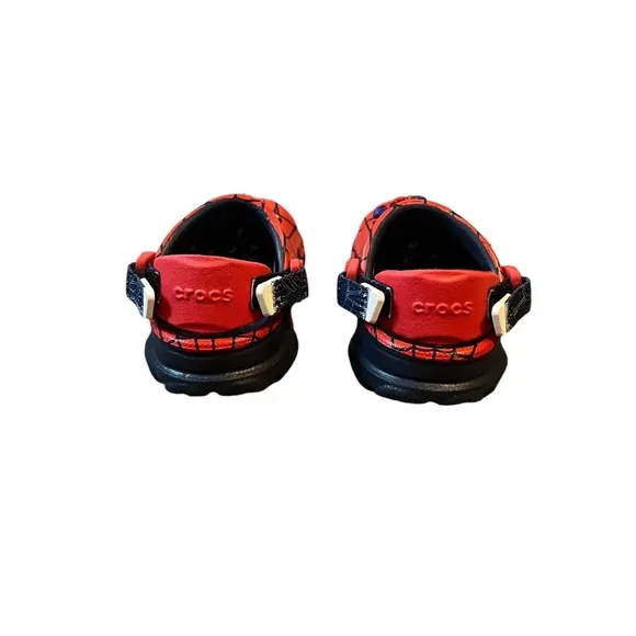 NWOT Crocs Marvel Team Spider Man All Terrain Kids Clogs Sandals Red, Size 4C