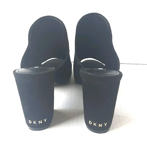 NWOT DKNY Black Suede Mules