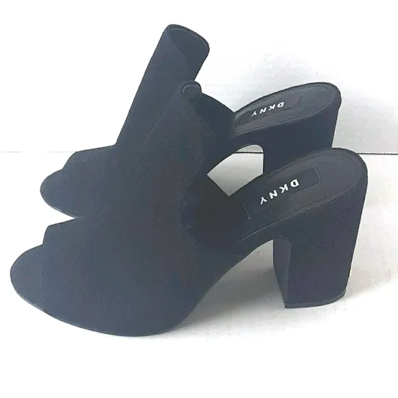 NWOT DKNY Black Suede Mules