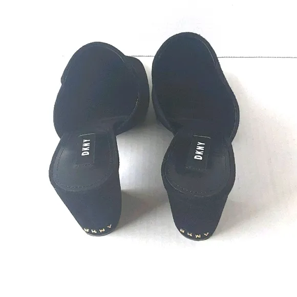 NWOT DKNY Black Suede Mules