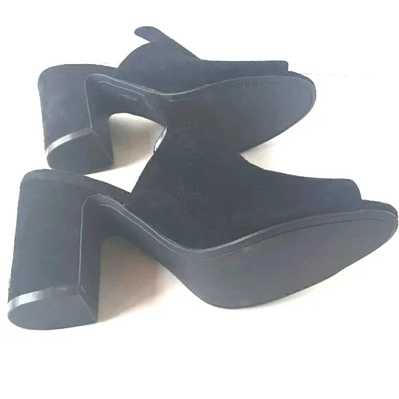 NWOT DKNY Black Suede Mules