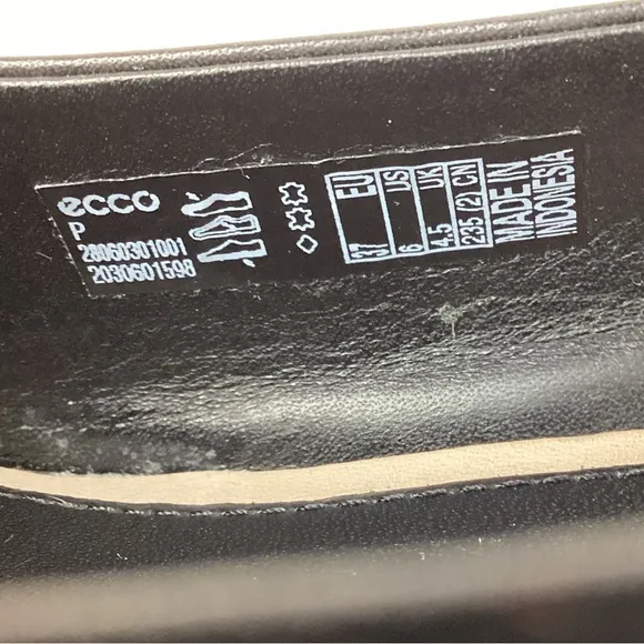 NWOT ECCO Danish Design Wedge Leather Slip On Pumps Black
