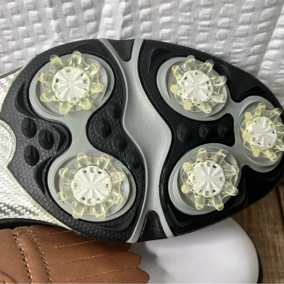 NWOT FootJoy DryJoy White-Brown Performance Golf Shoes Size 7.5M