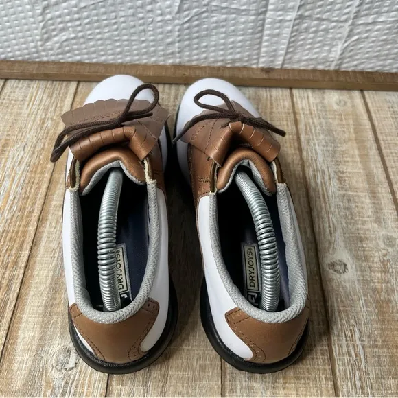 NWOT FootJoy DryJoy White-Brown Performance Golf Shoes Size 7.5M