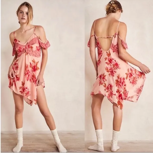 NWOT Free People Monday Morning TrapezeSlip In Floral Print Size Small In Pink