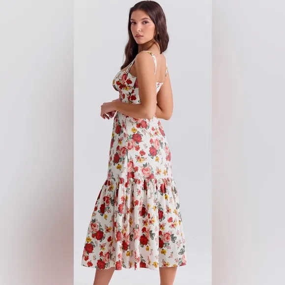 NWOT HOUSE OF CB ELIA ITALIAN ROSE PRINT COTTON MIDI SUNDRESS🌹🌹