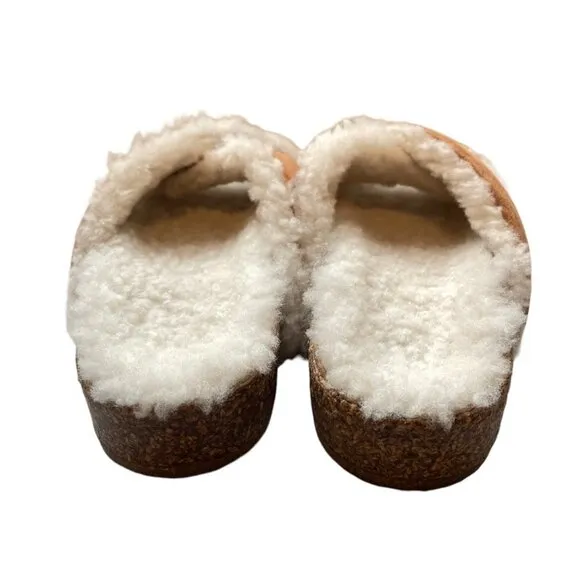 NWOT Jenni Kayne Shearling-Lined Suede Crossover Sandal Saddle Size 37