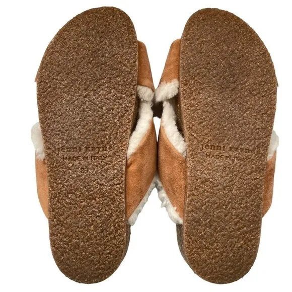 NWOT Jenni Kayne Shearling-Lined Suede Crossover Sandal Saddle Size 37