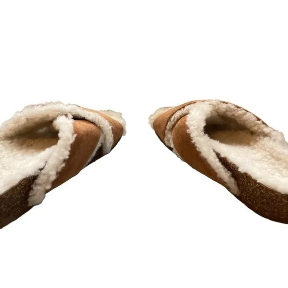 NWOT Jenni Kayne Shearling-Lined Suede Crossover Sandal Saddle Size 37