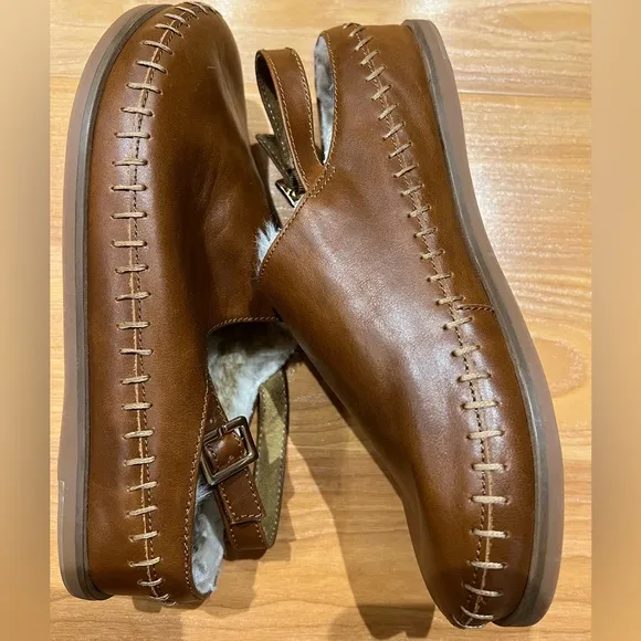NWOT Kelsi Dagger Freddy Cognac Faux Fur Slingback Clogs