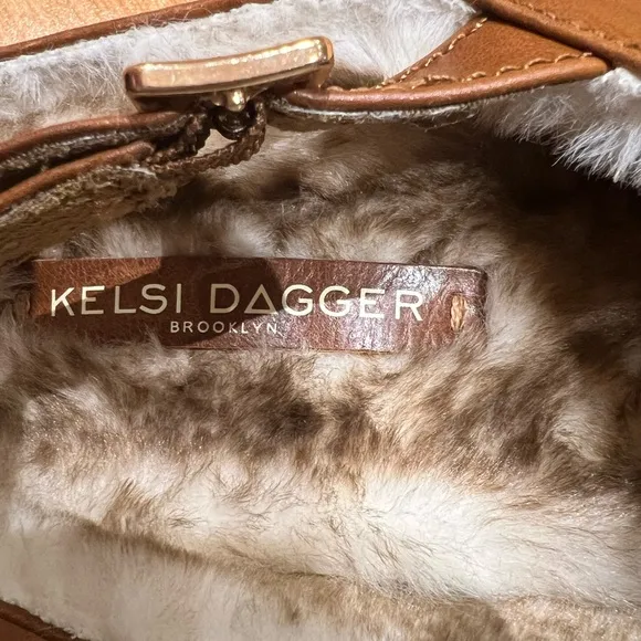 NWOT Kelsi Dagger Freddy Cognac Faux Fur Slingback Clogs