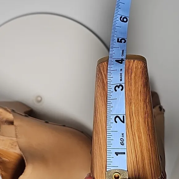 NWOT Kork-Ease Darby Slingback Clog Wedge Heels Adjustable Leather Wooden Tan 10