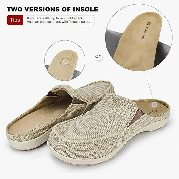 NWOT Mens Slippers with Arch Support, Casual Slipper for Men with Velvet Lining