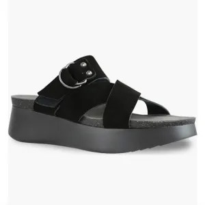 NWOT Munro Sofia Platform Sandal Suede Leather Crisscross Buckle Strap Black 9.5
