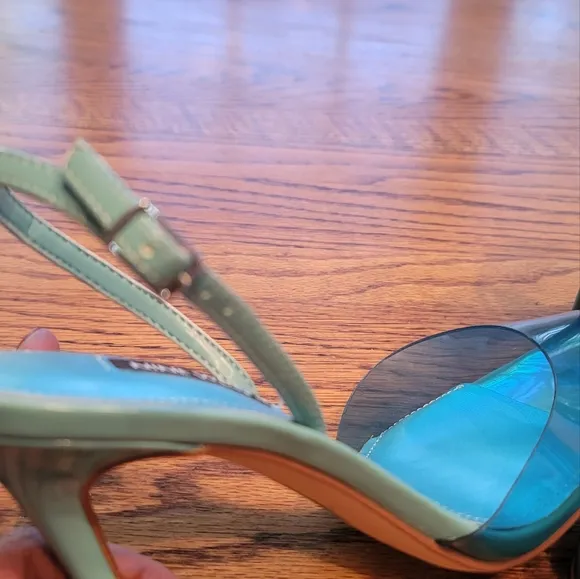 NWOT Nine West Fayes Vintage Blue Clear Pointed  Slingback Sandals Heels Shoes