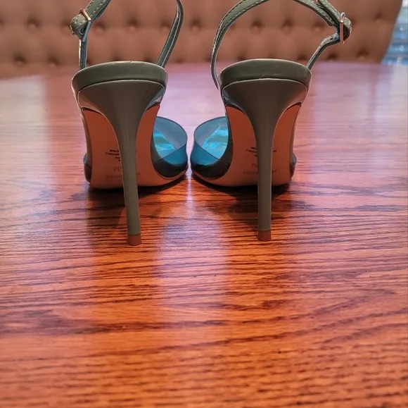 NWOT Nine West Fayes Vintage Blue Clear Pointed  Slingback Sandals Heels Shoes