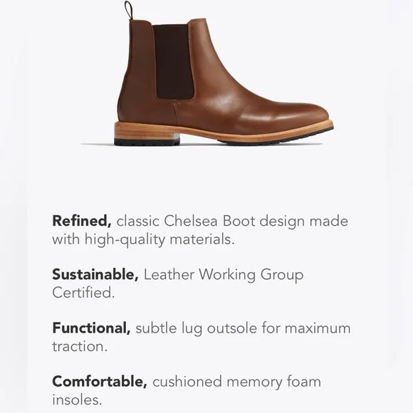 NWOT Nisolo Men’s Marco Everyday Chelsea Boot - Brown - Size 10.5