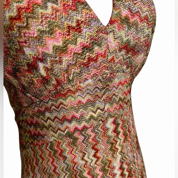 NWOT Ramy Brook Henrietta Chevron Stripe  Halter Dress in Pink Punch – Sz 8