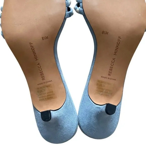 NWOT REBECCA MINKOFF Decklynn Embellished Kitten-heel Mules In Blue 8.5