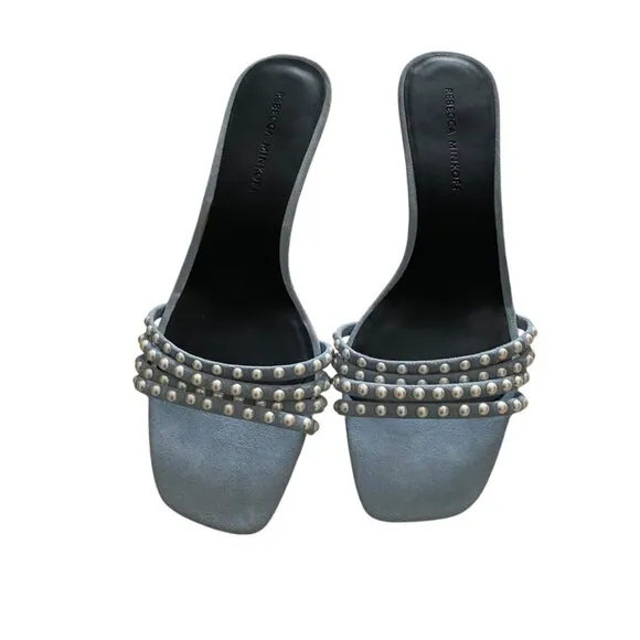 NWOT REBECCA MINKOFF Decklynn Embellished Kitten-heel Mules In Blue 8.5