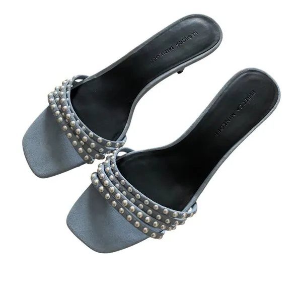 NWOT REBECCA MINKOFF Decklynn Embellished Kitten-heel Mules In Blue 8.5