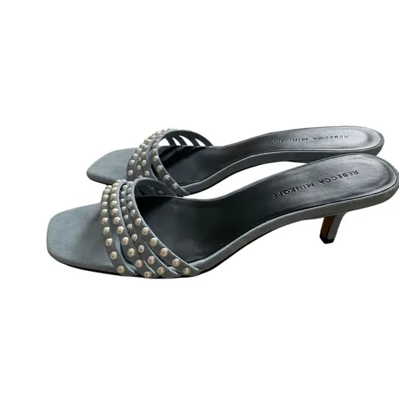 NWOT REBECCA MINKOFF Decklynn Embellished Kitten-heel Mules In Blue 8.5