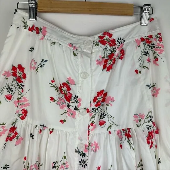 NWOT Rebecca Taylor White &amp; Pink Floral Print Button-UpA-Line Skirt