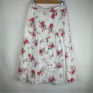 NWOT Rebecca Taylor White &amp; Pink Floral Print Button-UpA-Line Skirt