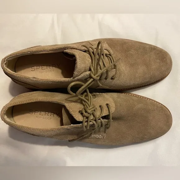 NWOT Sperry Mens Annapolis Tan Suede Plain Toe Oxfords Dress Shoes Size 11