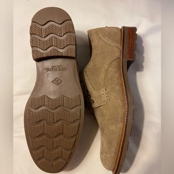 NWOT Sperry Mens Annapolis Tan Suede Plain Toe Oxfords Dress Shoes Size 11