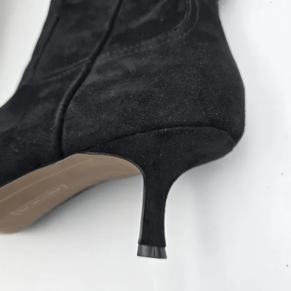 NWOT Steven Bana Black Suede Pointy-Toe Kitten Heel Ankle Booties, Women's 9M