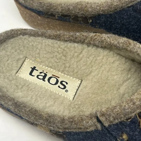 NWOT Taos Woolderness 2 clogs EU 37 6-6.5 blue floral embroidered