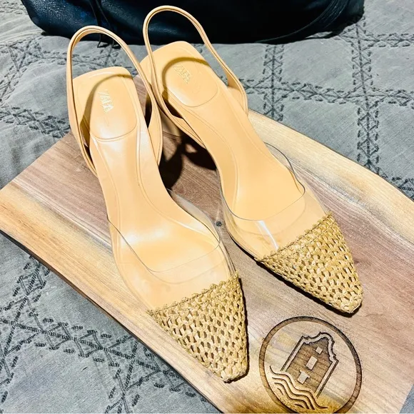 NWOT Zara Clear Ratton Kitten Heels - Size 9.5/ EU40