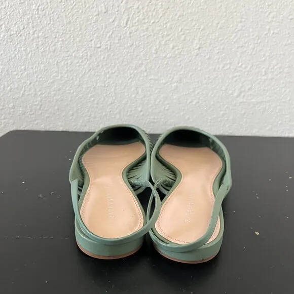 NWOT Zara Women's Flat Strappy Green Mules Size 6.5