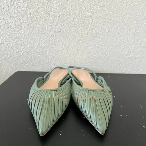 NWOT Zara Women's Flat Strappy Green Mules Size 6.5