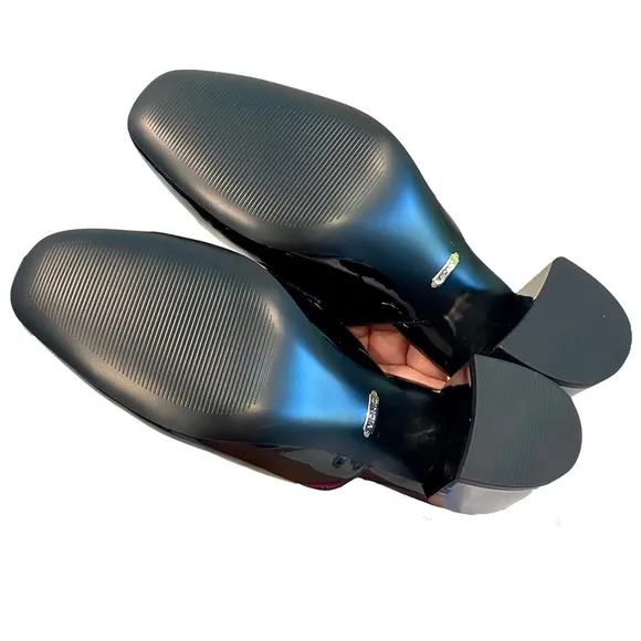 NWOTB - Vionic Plaza Annabel Mules Black Patent Leather Block Heel Size 10