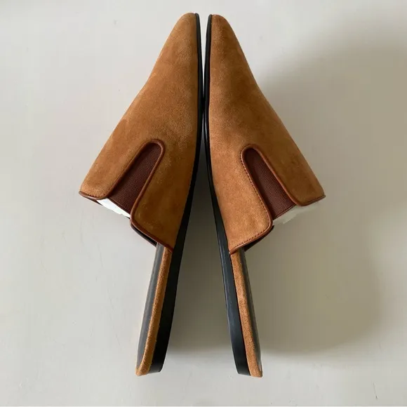NWT $395 Jenni Kayne Suede Mules in Saddle Cognac Brown Size EU 38/US 8