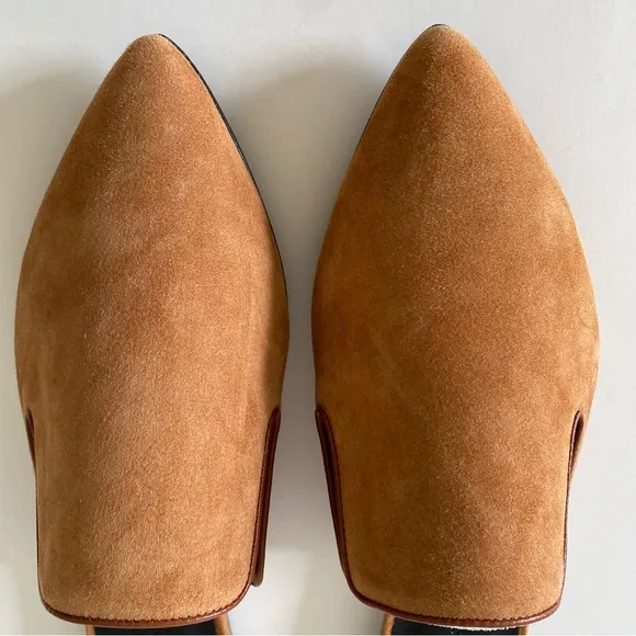 NWT $395 Jenni Kayne Suede Mules in Saddle Cognac Brown Size EU 38/US 8