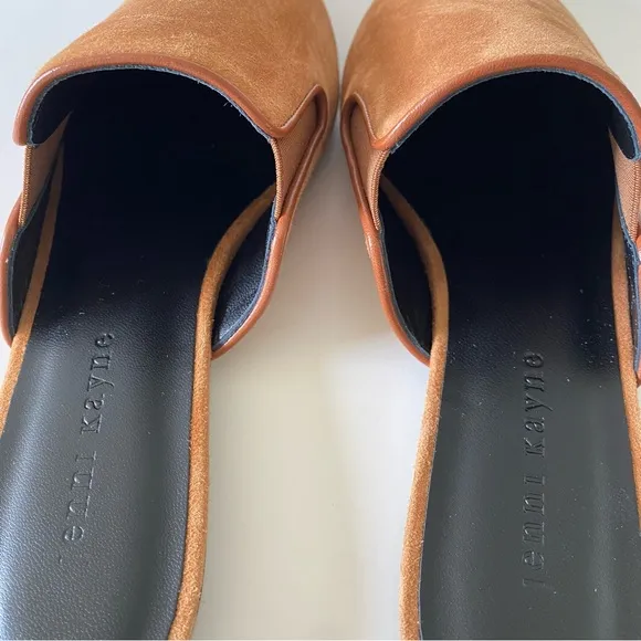 NWT $395 Jenni Kayne Suede Mules in Saddle Cognac Brown Size EU 38/US 8